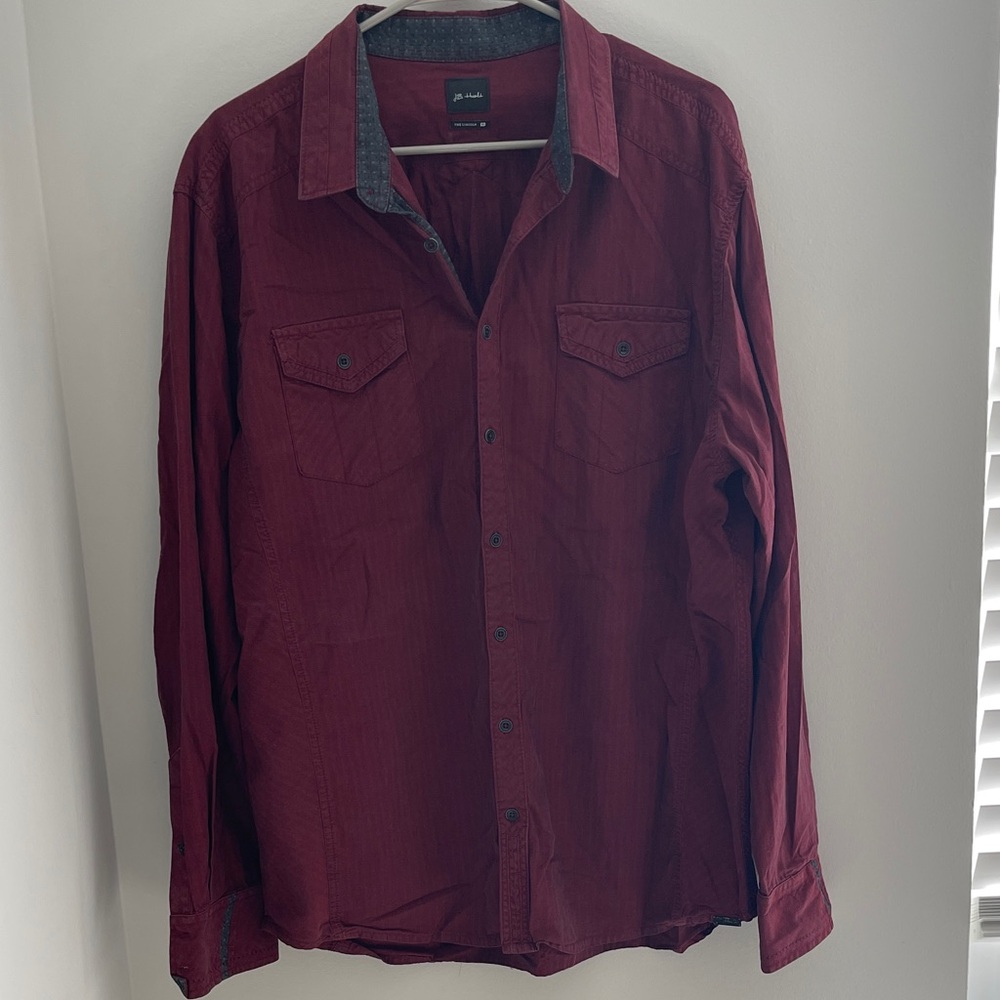 JB Holt Men's Casual Button-Down Shirt - Burgundy
